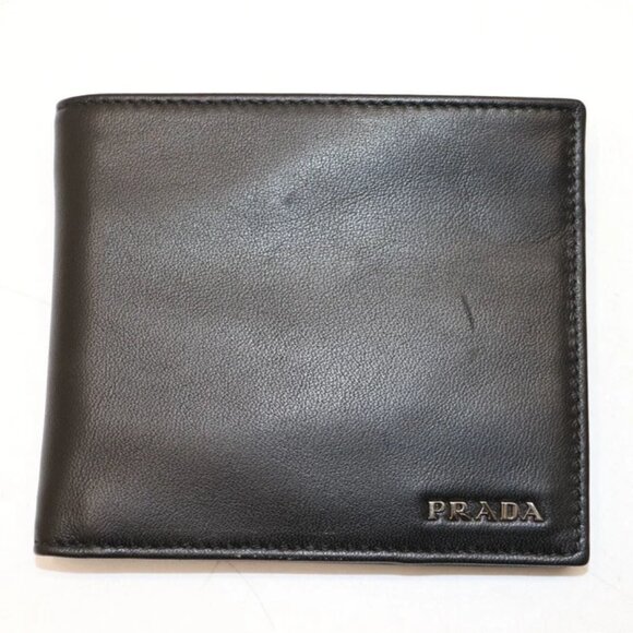 Prada Saffiano Bifold Leather Wallet - Black/Silver - Picture 3 of 14